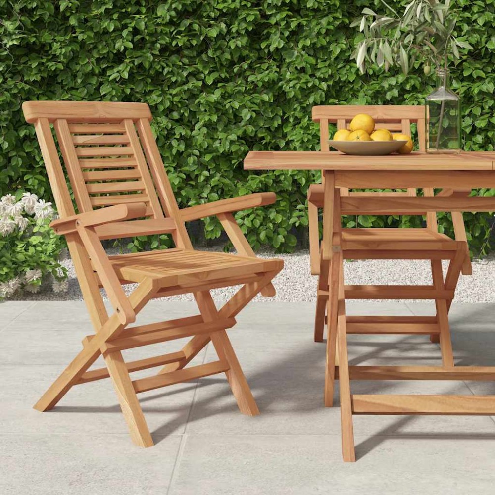 vidaXL Πτυσσόμενες Καρέκλες 2 τεμ. 56x63x90 εκ. Μασίφ Ξύλο Teak