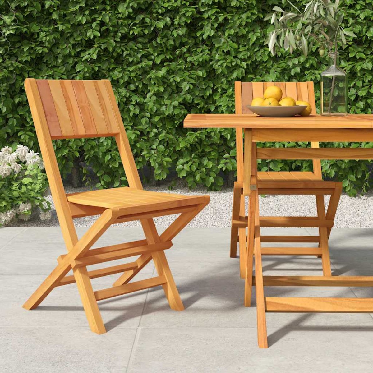 vidaXL Καρέκλες Κήπου Πτυσσόμενες 2 τεμ. 47x61x90 εκ. Μασίφ Ξύλο Teak