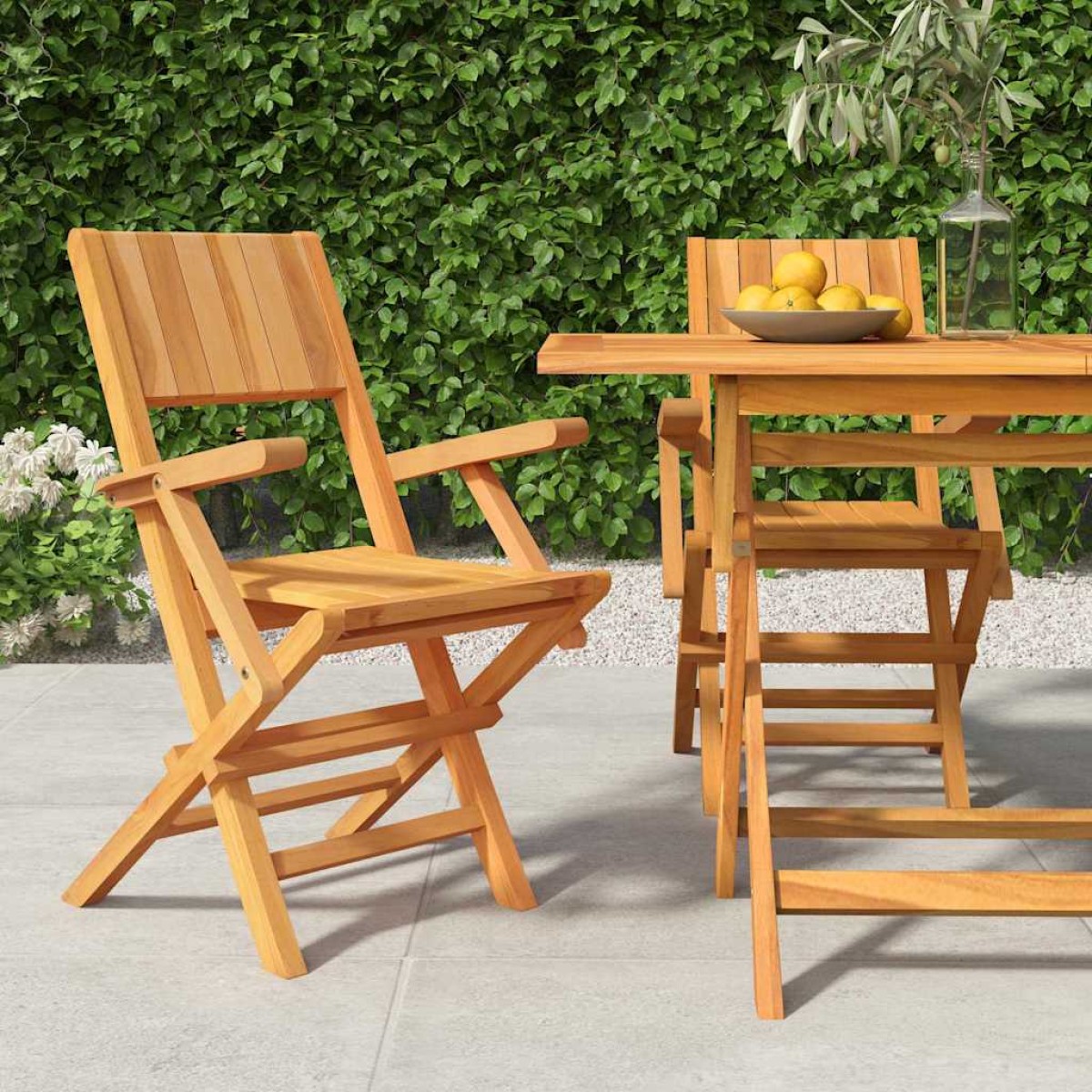 vidaXL Καρέκλες Κήπου Πτυσσόμενες 2 τεμ. 55x61x90 εκ. Μασίφ Ξύλο Teak
