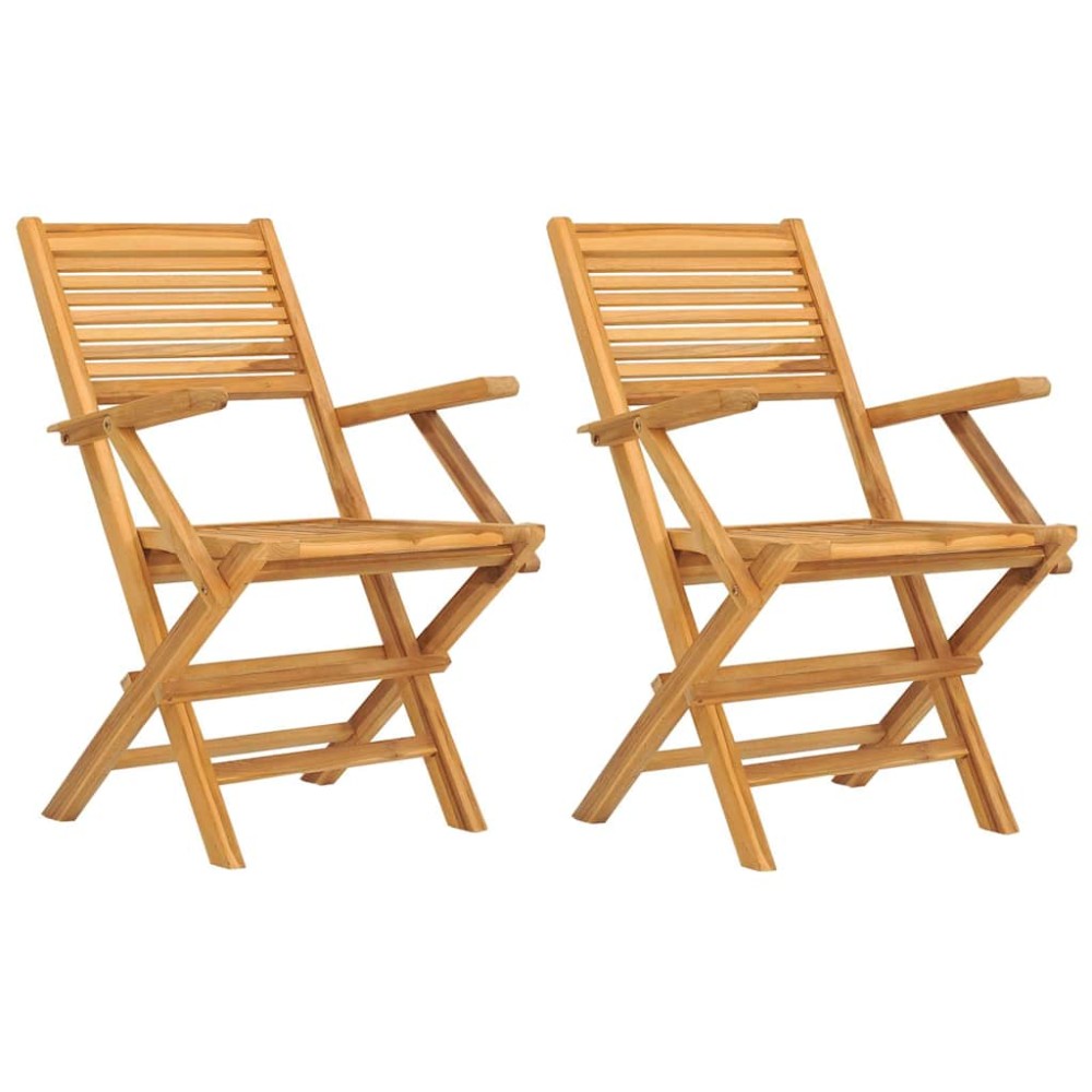 vidaXL Πτυσσόμενες Καρέκλες 2 τεμ. 55x62x90 εκ. Μασίφ Ξύλο Teak