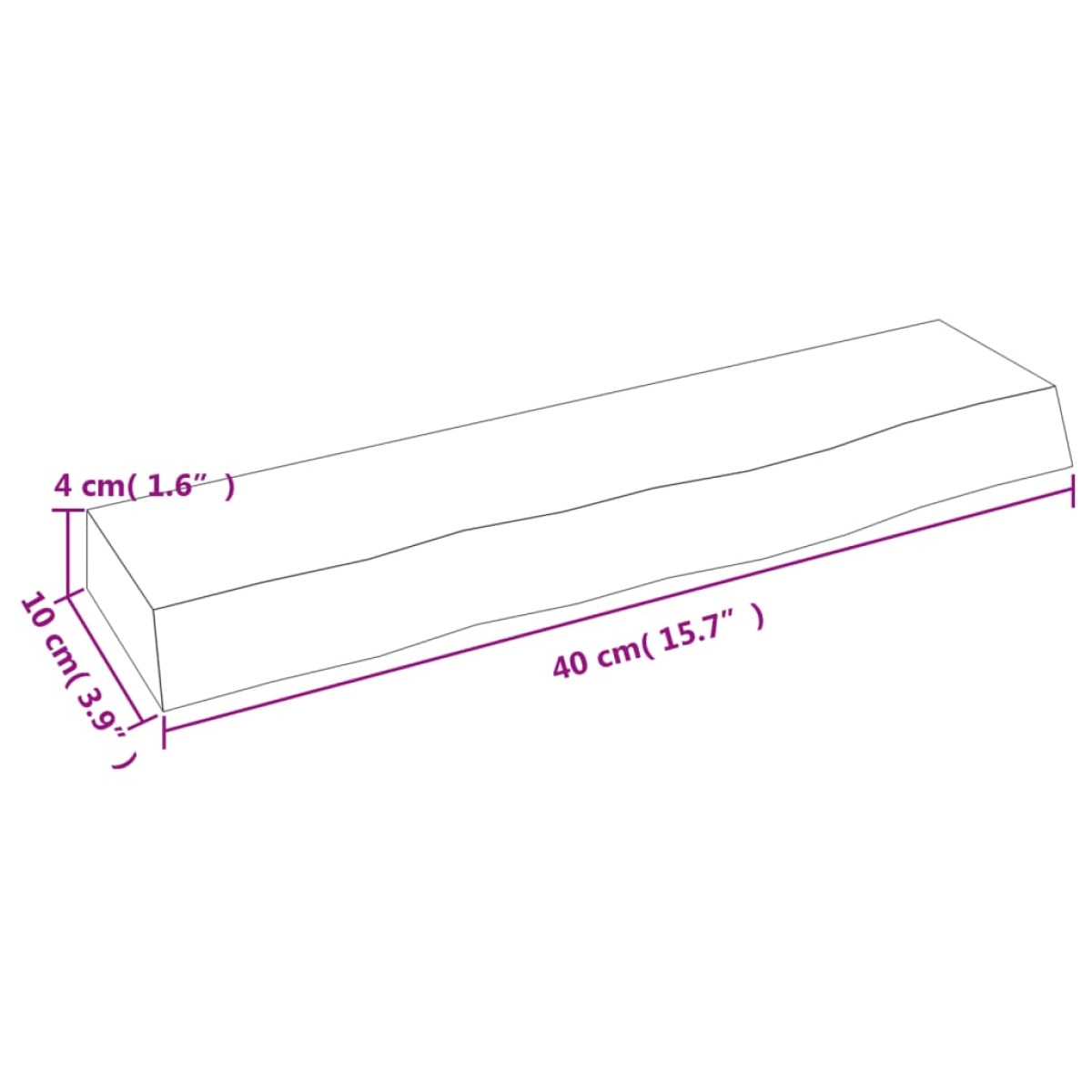vidaXL Ράφι Τοίχου 40 x 10 x 4 εκ. από Ακατέργαστο Μασίφ Ξύλο Δρυός