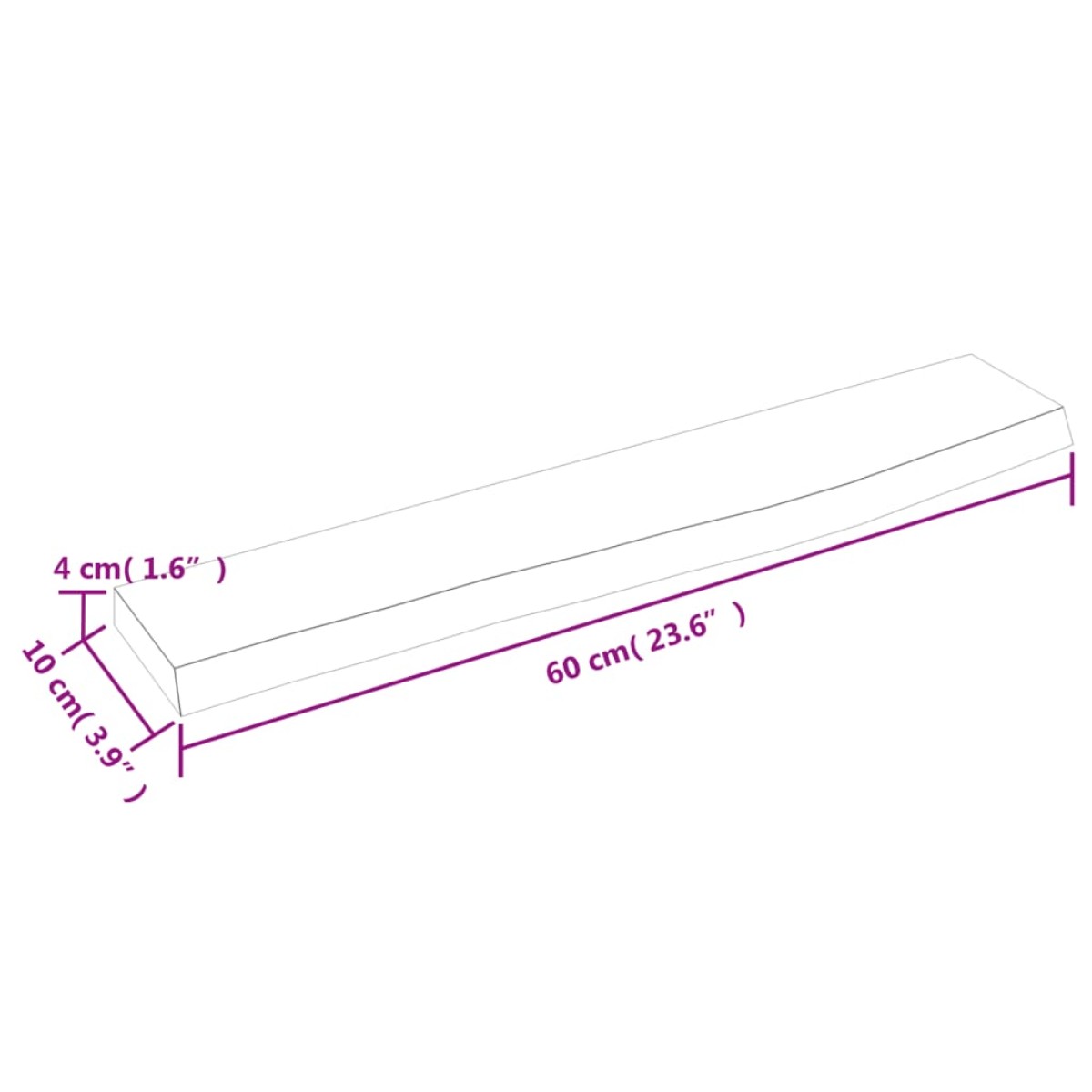vidaXL Ράφι Τοίχου 60 x 10 x 4 εκ. από Ακατέργαστο Μασίφ Ξύλο Δρυός