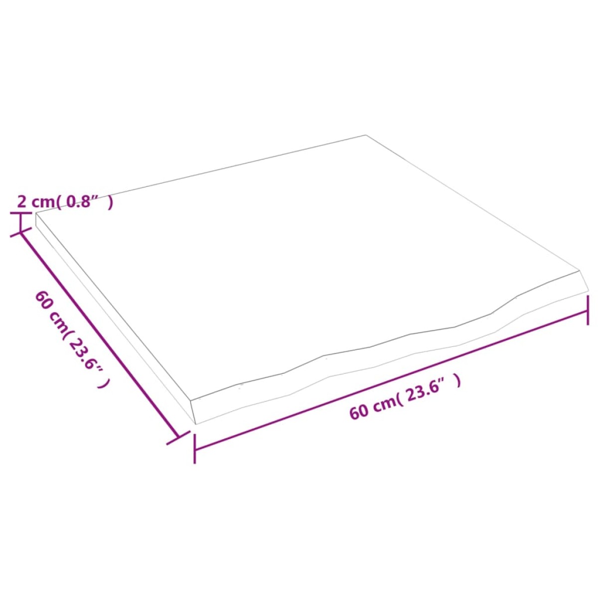 vidaXL Ράφι Τοίχου Ανοιχτό Καφέ 60x60x2 εκ. Επεξεργ. Μασίφ Ξύλο Δρυός