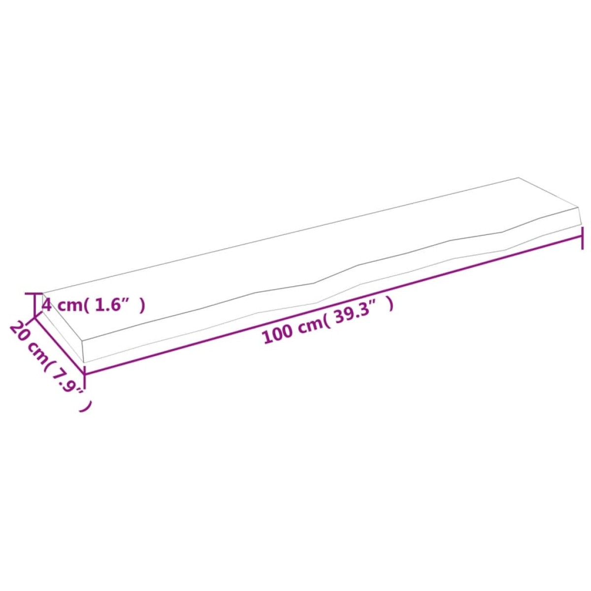vidaXL Ράφι Τοίχου Ανοιχτό Καφέ 100x20x4 εκ. Επεξεργ. Μασίφ Ξύλο Δρυός