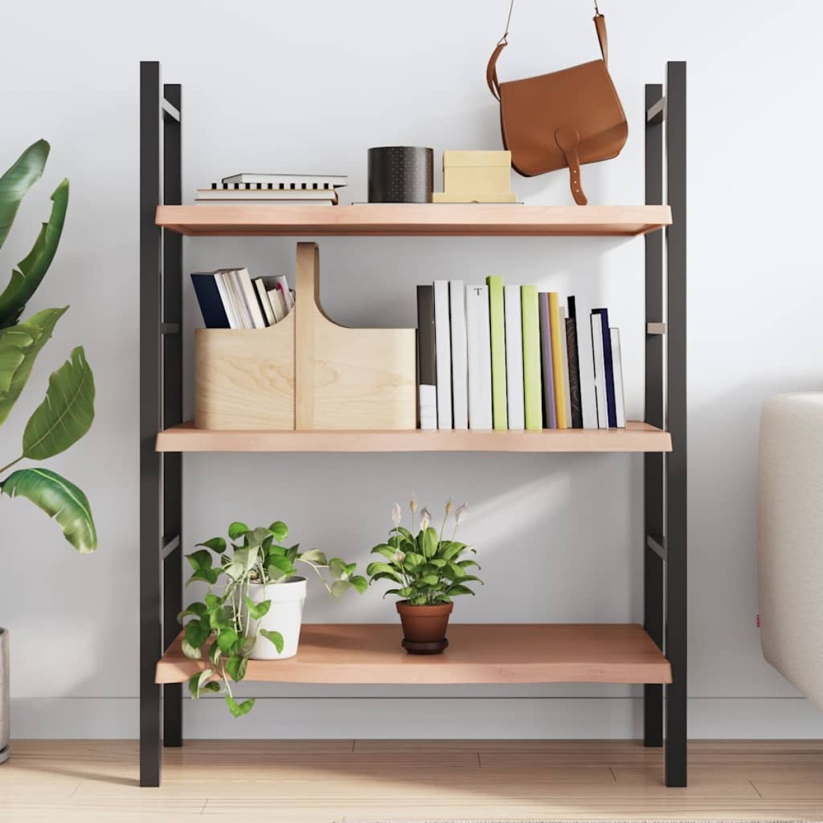 vidaXL Ράφι Τοίχου Ανοιχτό Καφέ 100x50x4 εκ. Επεξεργ. Μασίφ Ξύλο Δρυός