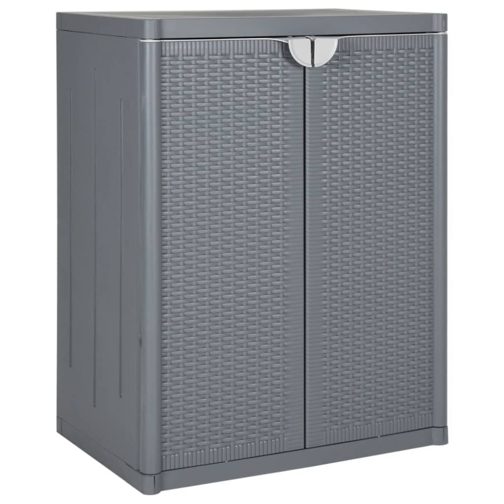 vidaXL Ντουλάπι Αποθήκευσης Κήπου Γκρι 65x45x88 εκ. από Ρατάν PP
