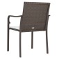 vidaXL Καρέκλες Κήπου 2 τεμ. Καφέ 56x59x84 εκ. Συνθ. Ρατάν & Μαξιλάρια