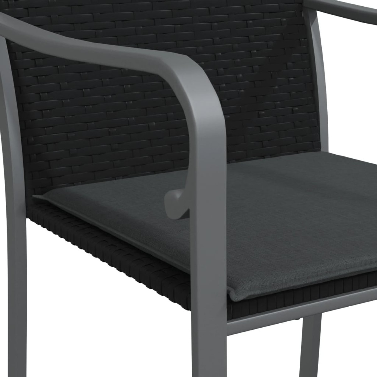 vidaXL Καρέκλες Κήπου 2 τεμ. Μαύρο 56x59x84 εκ Συνθ. Ρατάν & Μαξιλάρια