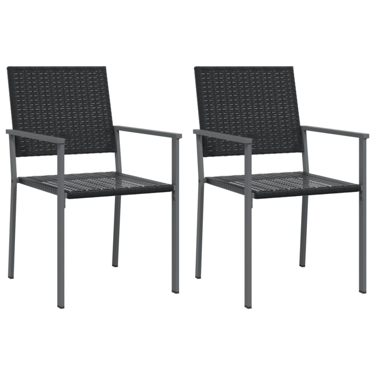 vidaXL Καρέκλες Κήπου 2 τεμ. Μαύρο 54x62,5x89 εκ. από Συνθετικό Ρατάν