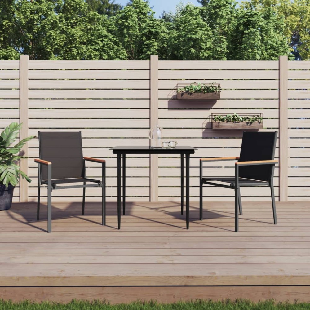 vidaXL Καρέκλες Κήπου 2 τεμ. Μαύρο 55x61,5x90 εκ. από Textilene/Ατσάλι