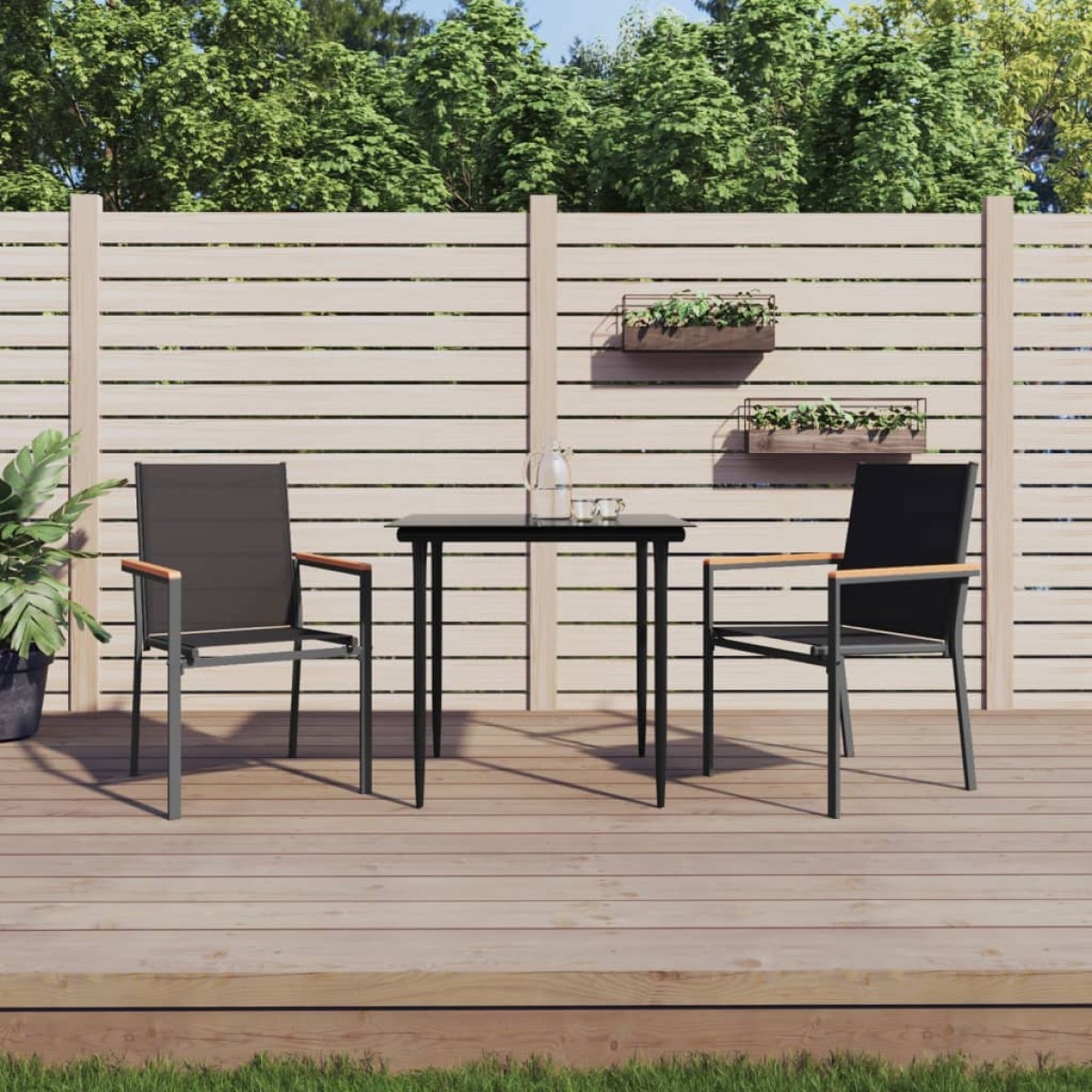 vidaXL Καρέκλες Κήπου 2 τεμ. Μαύρο 55x61,5x90 εκ. από Textilene/Ατσάλι