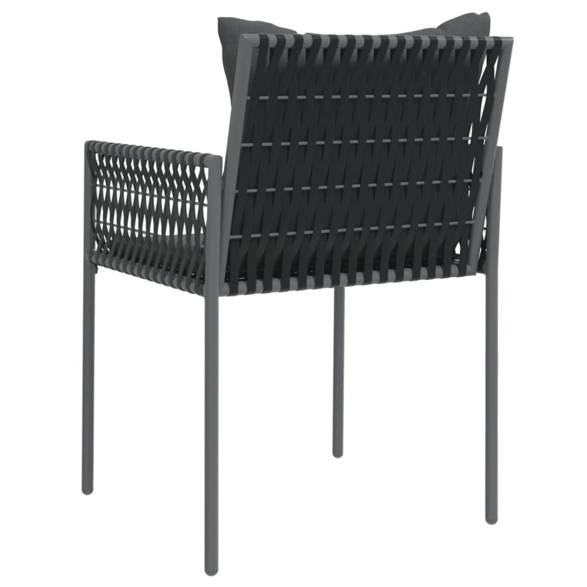 vidaXL Καρέκλες Κήπου 2 τεμ. Μαύρο 54x61x83 εκ Συνθ. Ρατάν & Μαξιλάρια