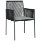vidaXL Καρέκλες Κήπου 2 τεμ. Μαύρες 54x60,5x83,5 εκ Συνθ. Ρατάν/Μαξιλ.