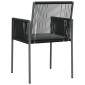 vidaXL Καρέκλες Κήπου 2 τεμ. Μαύρες 54x60,5x83,5 εκ Συνθ. Ρατάν/Μαξιλ.