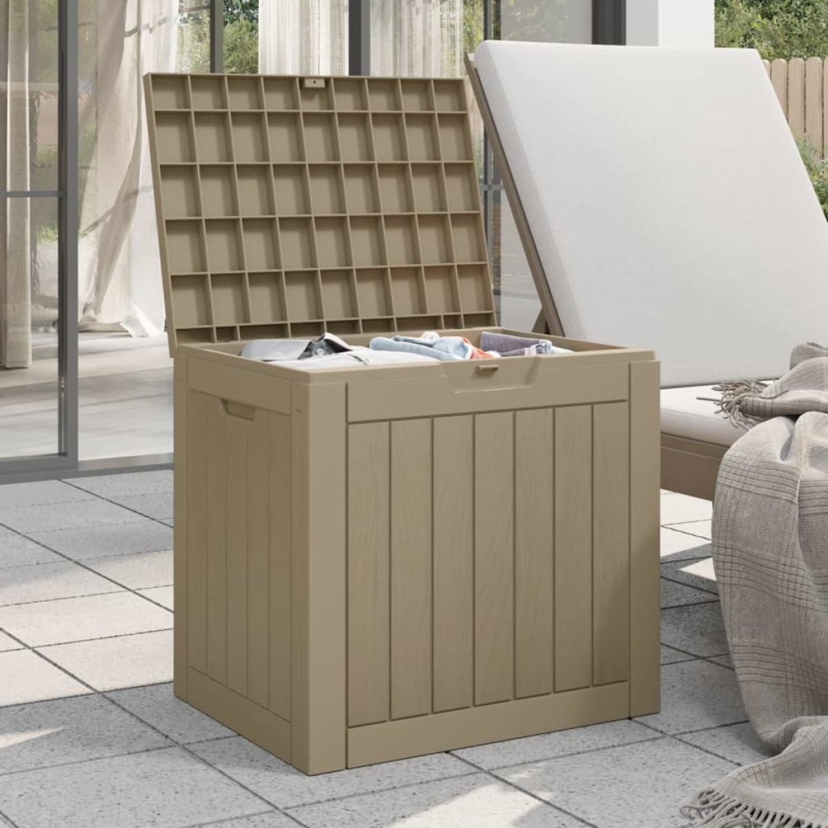 vidaXL Μπαούλο Αποθήκευσης Κήπου Αν. Καφέ 55,5x43x53 εκ Πολυπροπυλένιο