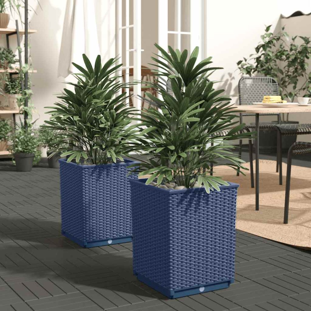 vidaXL Ζαρντινιέρες 2 τεμ. Μπλε Γκρι 30x30x37 εκ. από Πολυπροπυλένιο