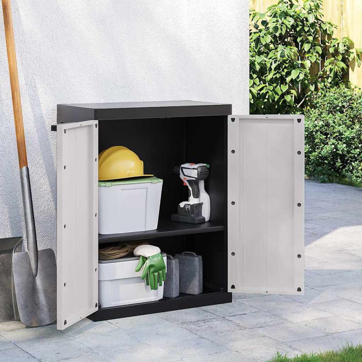 vidaXL Ντουλάπι Αποθ. Εξ. Χώρου Γκρι/Μαύρο 65x37x85 εκ. Πολυπροπυλένιο