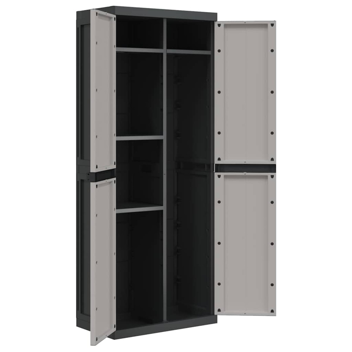 vidaXL Ντουλάπι Αποθ. Εξ. Χώρου Γκρι/Μαύρο 65x37x165εκ. Πολυπροπυλένιο