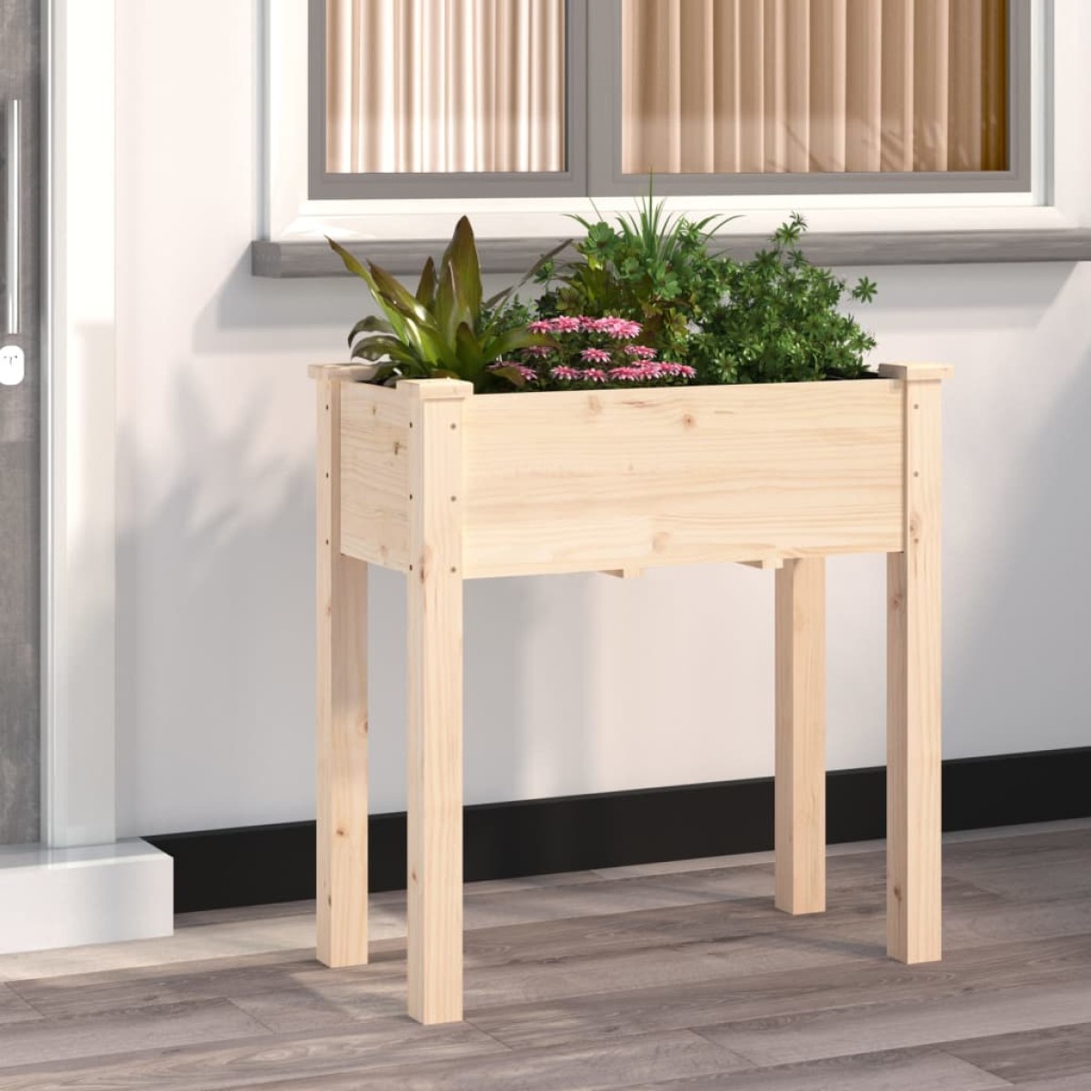 vidaXL Γλάστρα με Επένδυση 71 x 37 x 76 εκ. από Μασίφ Ξύλο Ελάτης