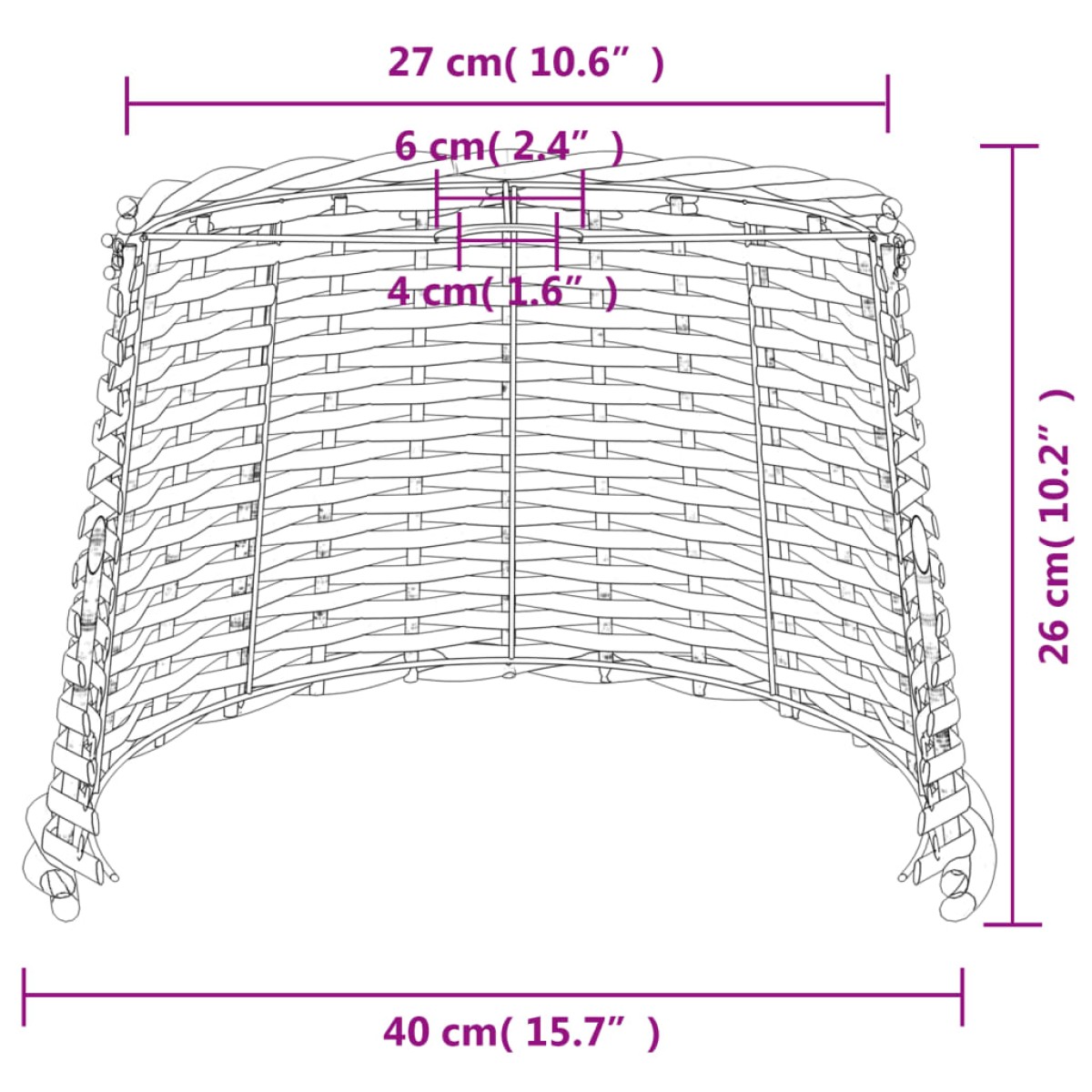 vidaXL Καπέλο Φωτιστικού Οροφής Λευκό Ø40x26 εκ. από Wicker