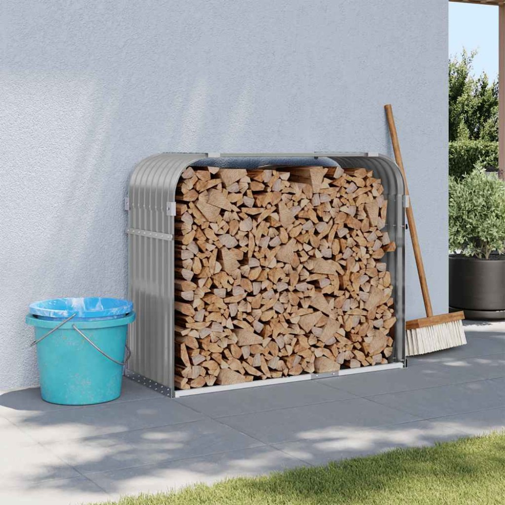 vidaXL Ξυλοθήκη Αν. Γκρι 120x45x100 εκ. από Γαλβανισμένο Ατσάλι
