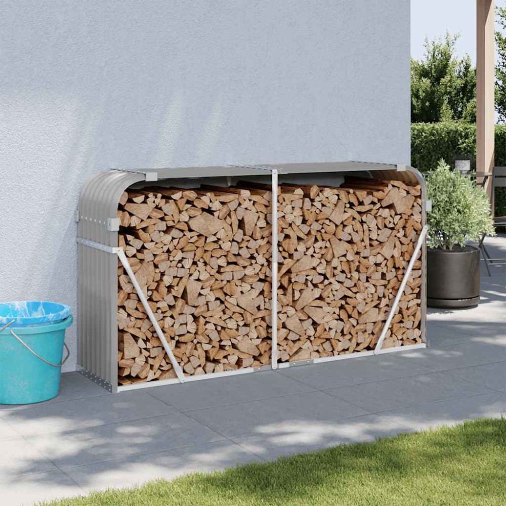 vidaXL Ξυλοθήκη Αν. Γκρι 180 x 45 x 100 εκ. από Γαλβανισμένο Ατσάλι