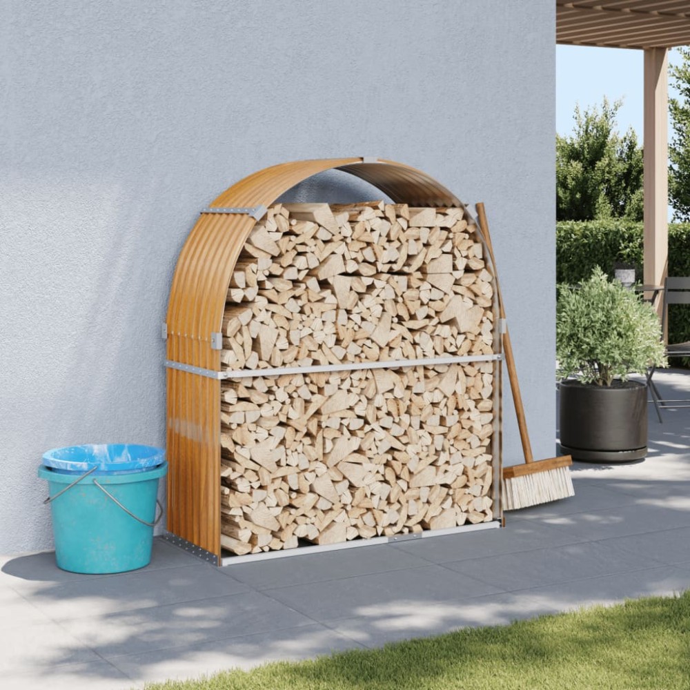 vidaXL Ξυλοθήκη Ξύλινη Όψη 120 x 45 x 140 εκ. από Γαλβανισμένο Ατσάλι