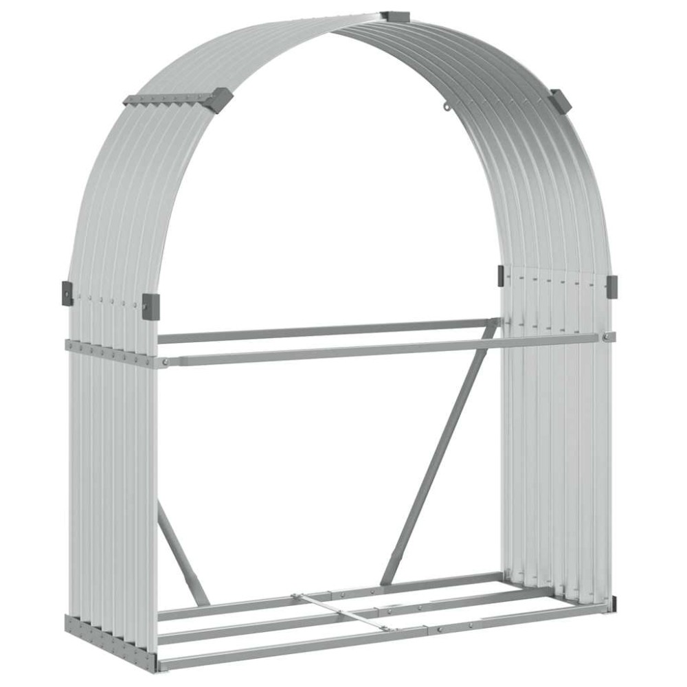 vidaXL Ξυλοθήκη Ασημί 120x45x140 εκ. από Γαλβανισμένο Ατσάλι