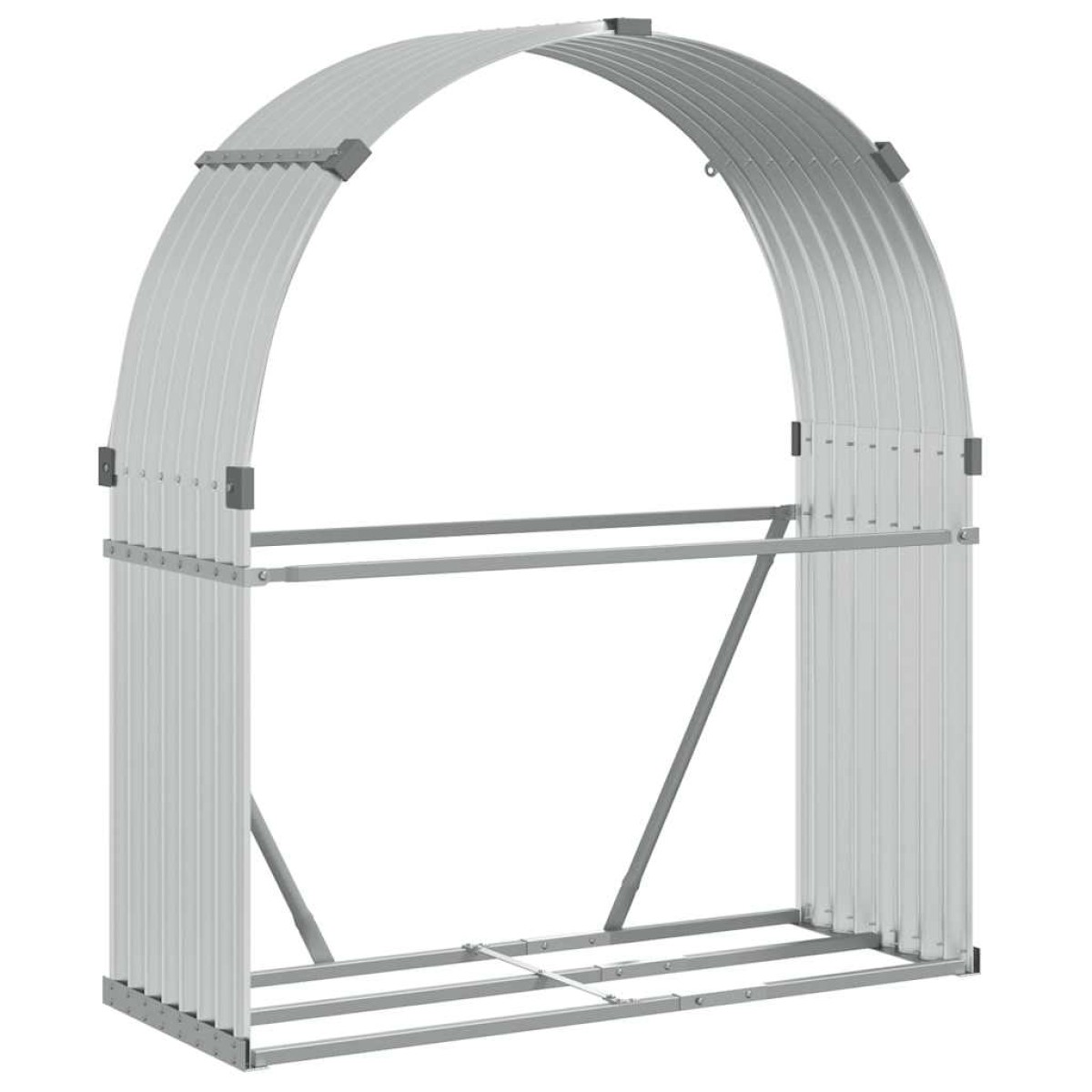 vidaXL Ξυλοθήκη Ασημί 120x45x140 εκ. από Γαλβανισμένο Ατσάλι