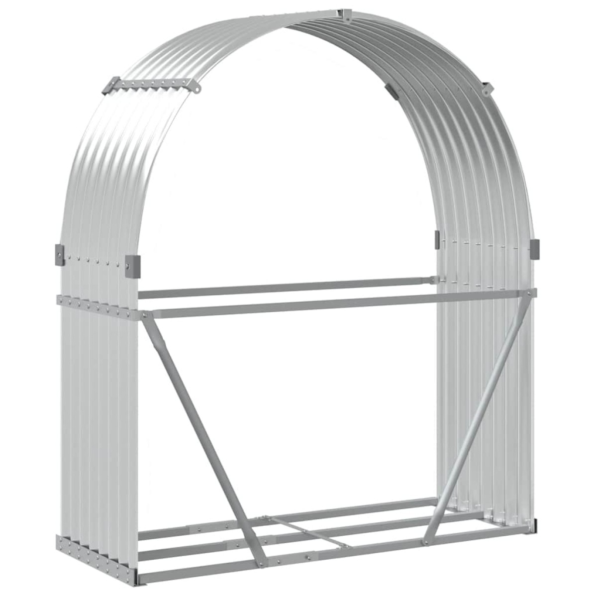 vidaXL Ξυλοθήκη Ασημί 120x45x140 εκ. από Γαλβανισμένο Ατσάλι