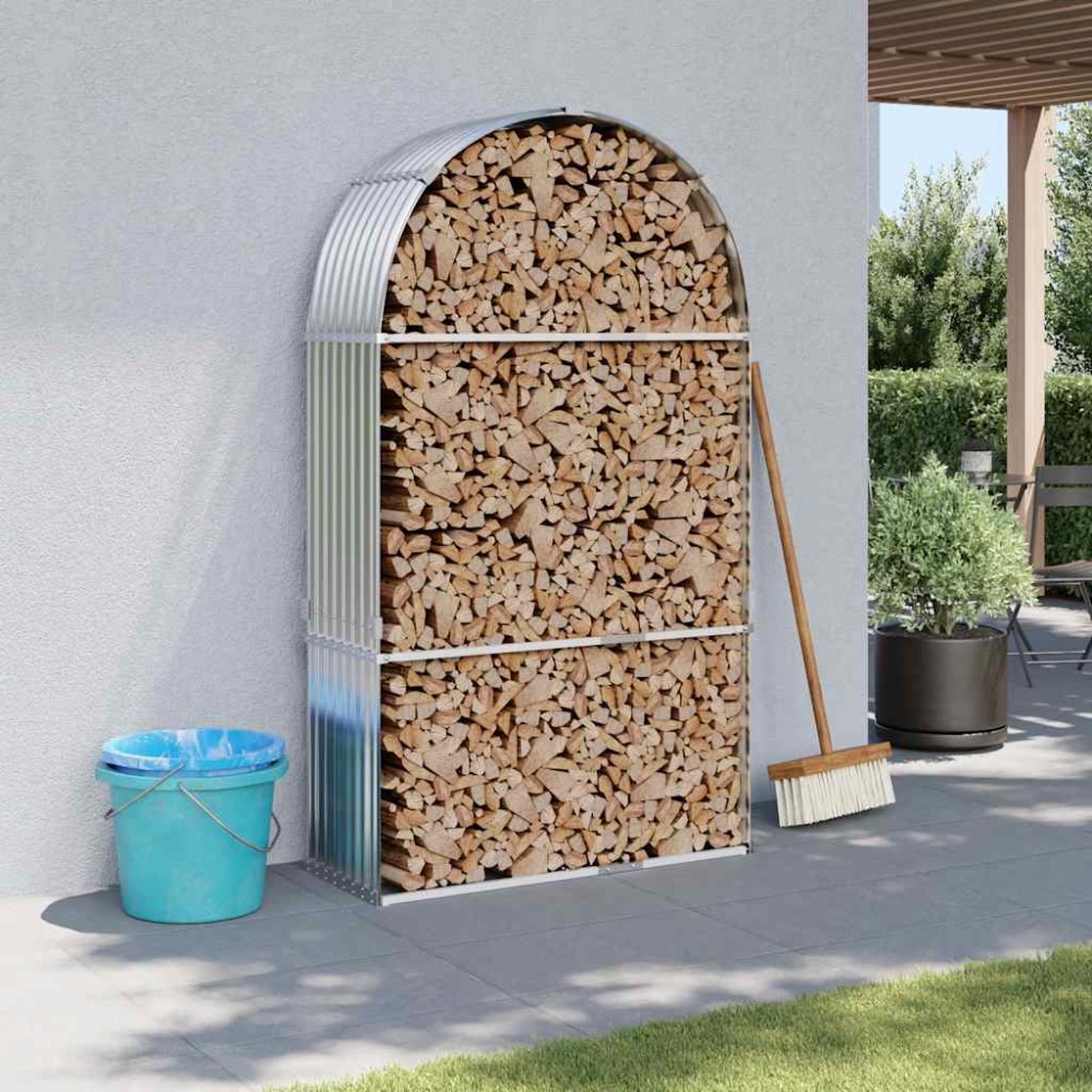 vidaXL Ξυλοθήκη Ασημί 120x45x210 εκ. από Γαλβανισμένο Ατσάλι