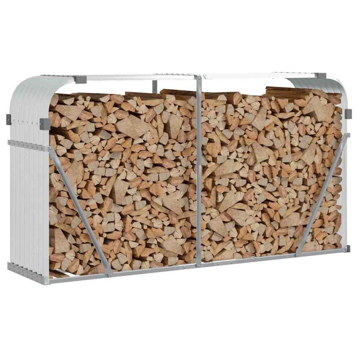 vidaXL Ξυλοθήκη Ασημί 180x45x100 εκ. από Γαλβανισμένο Ατσάλι