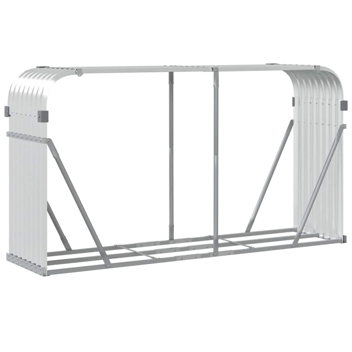vidaXL Ξυλοθήκη Ασημί 180x45x100 εκ. από Γαλβανισμένο Ατσάλι