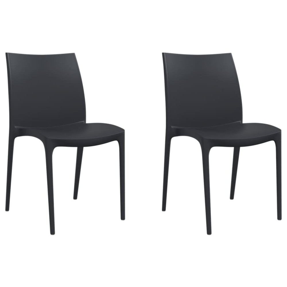 vidaXL Καρέκλες Κήπου 2 τεμ. Ανθρακί 50x46x80 εκ. από Πολυπροπυλένιο
