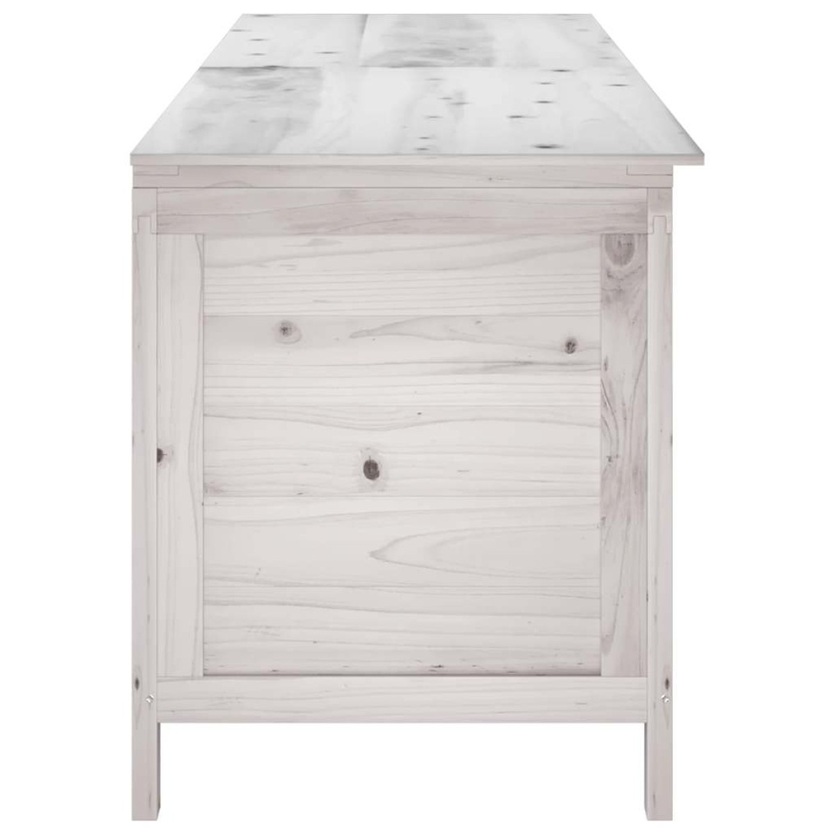vidaXL Μπαούλο Αποθ. Κήπου Λευκό 198,5x50x56,5εκ Μασίφ Ξύλο Ελάτης