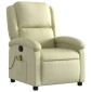 vidaXL Πολυθρόνα Μασάζ Ανακλινόμενη Κρεμ από Γνήσιο Δέρμα