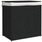 vidaXL Καλάθι Πλυντηρίου 2 Τμήματα Μαύρο 53x35x57εκ. Συνθετικό Ρατάν