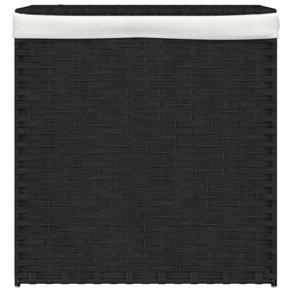 vidaXL Καλάθι Πλυντηρίου 2 Τμήματα Μαύρο 53x35x57εκ. Συνθετικό Ρατάν