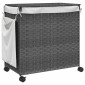 vidaXL Καλάθι Άπλυτων με Τροχούς Γκρι 60x35x60,5 εκ. από Ρατάν