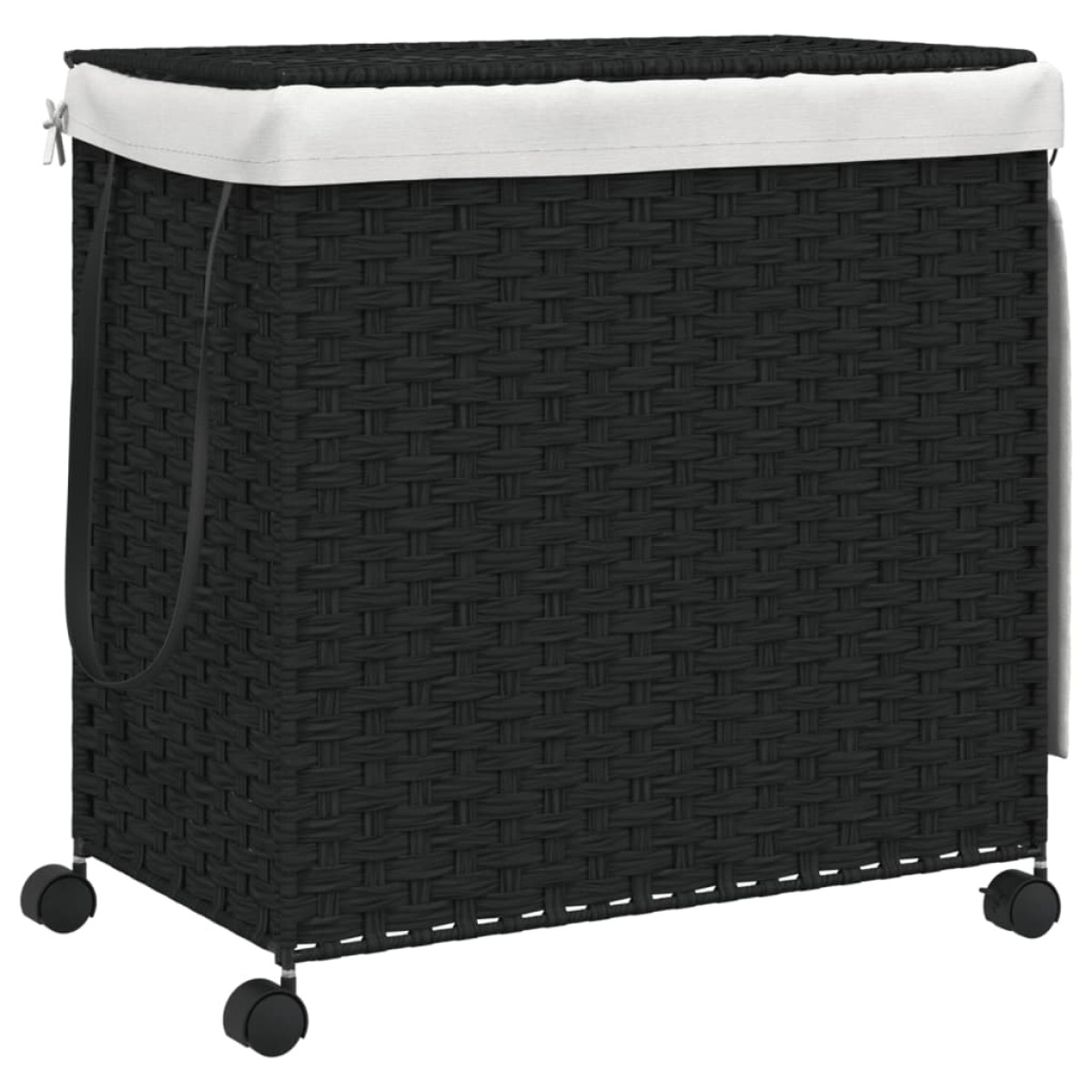 vidaXL Καλάθι Άπλυτων με Τροχούς Μαύρο 60 x 35 x 60,5 εκ. από Ρατάν