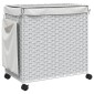 vidaXL Καλάθι Άπλυτων με Τροχούς Λευκό 60x35x60,5 εκ. από Ρατάν