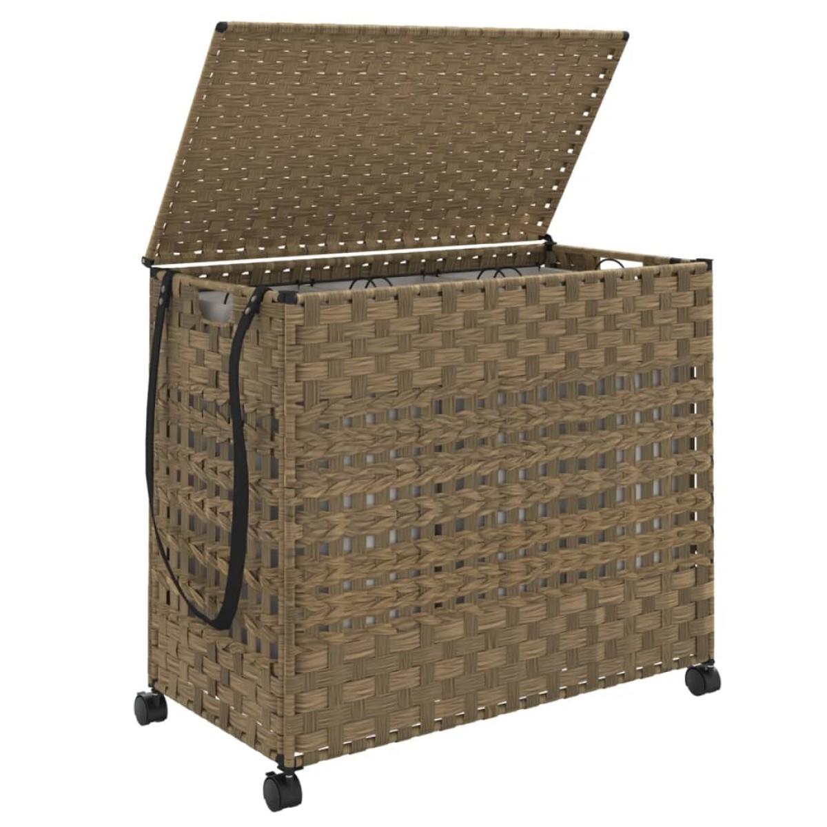 vidaXL Καλάθι Άπλυτων με Τροχούς 66 x 35 x 60 εκ. από Ρατάν