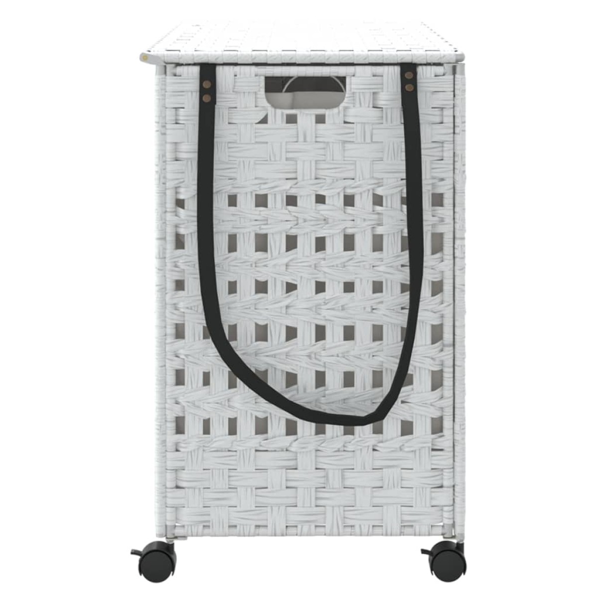 vidaXL Καλάθι Άπλυτων με Τροχούς Λευκό 66x35x60 εκ. από Ρατάν