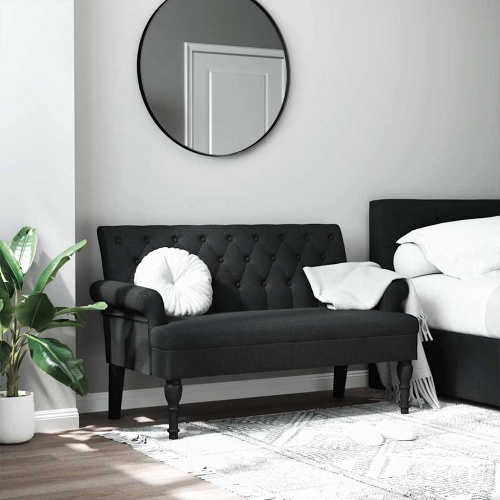 vidaXL Πάγκος με Πλάτη Μαύρο 120x62x75,5 εκ. Ύφασμα