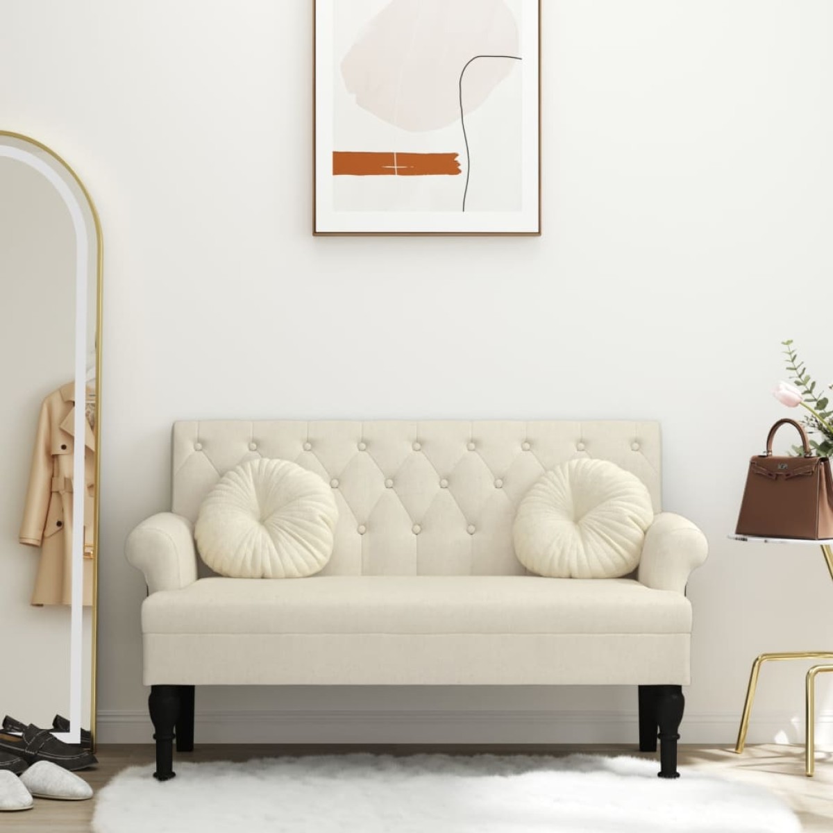 vidaXL Παγκάκι με Πλάτη Λινό 120 x 62 x 75,5 εκ. Υφασμάτινο