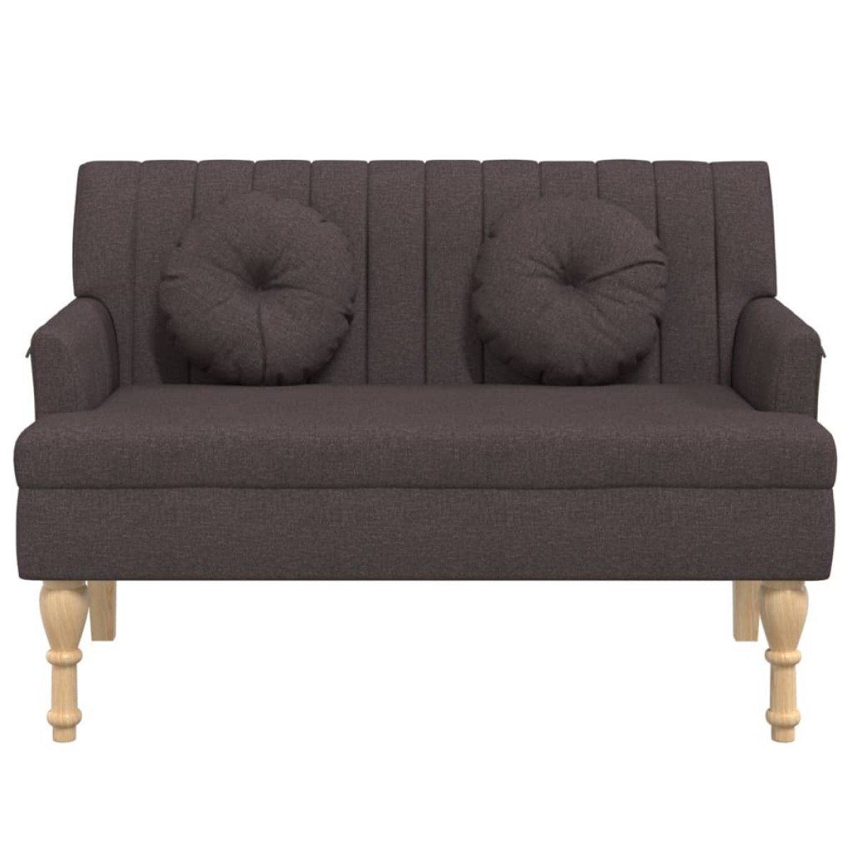 vidaXL Παγκάκι Σκούρο Καφέ 113x64,5x75,5 εκ. Υφασμάτινο με Μαξιλάρια