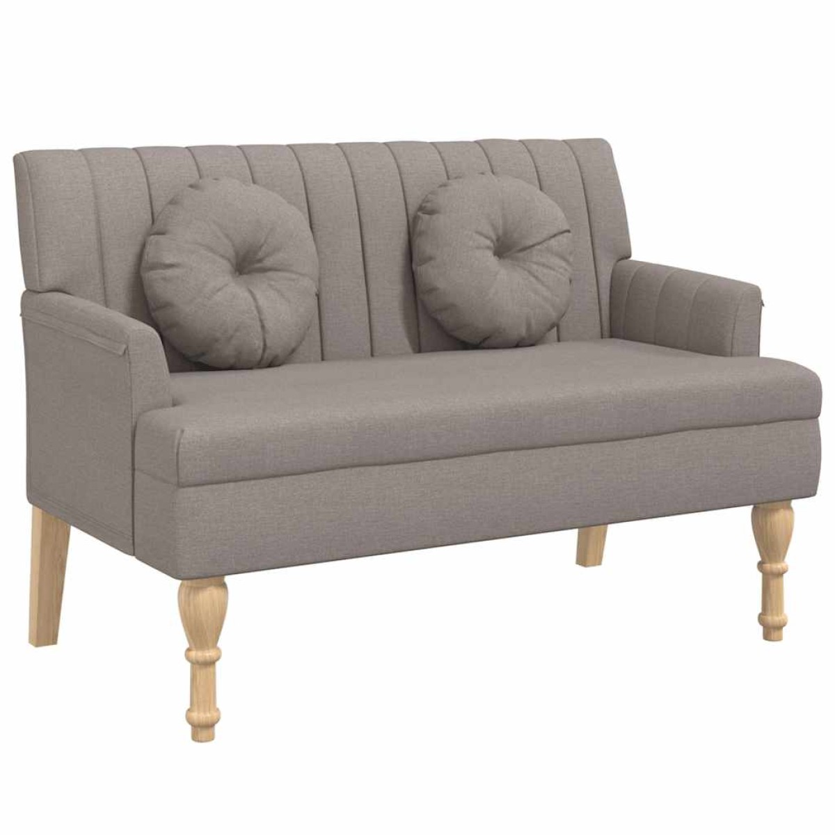 vidaXL Παγκάκι Taupe 113 x 64,5 x 75,5 εκ. Υφασμάτινο με Μαξιλάρια
