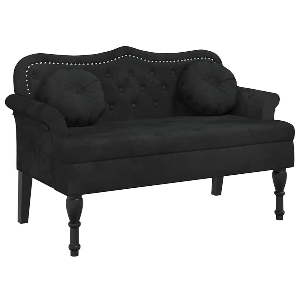 vidaXL Πάγκος με Μαξιλάρια Μαύρο Βελούδο 120,5x65x75 εκ.
