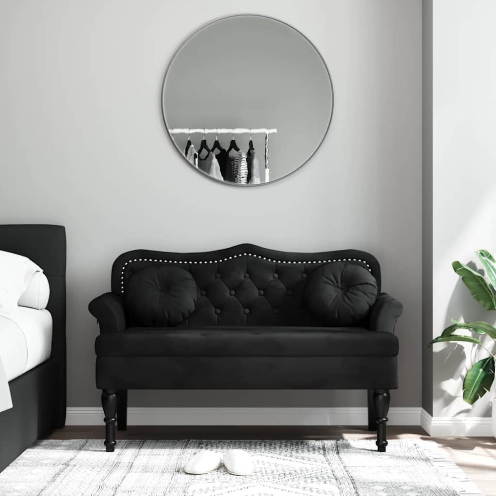 vidaXL Πάγκος με Μαξιλάρια Μαύρο Βελούδο 120,5x65x75 εκ.