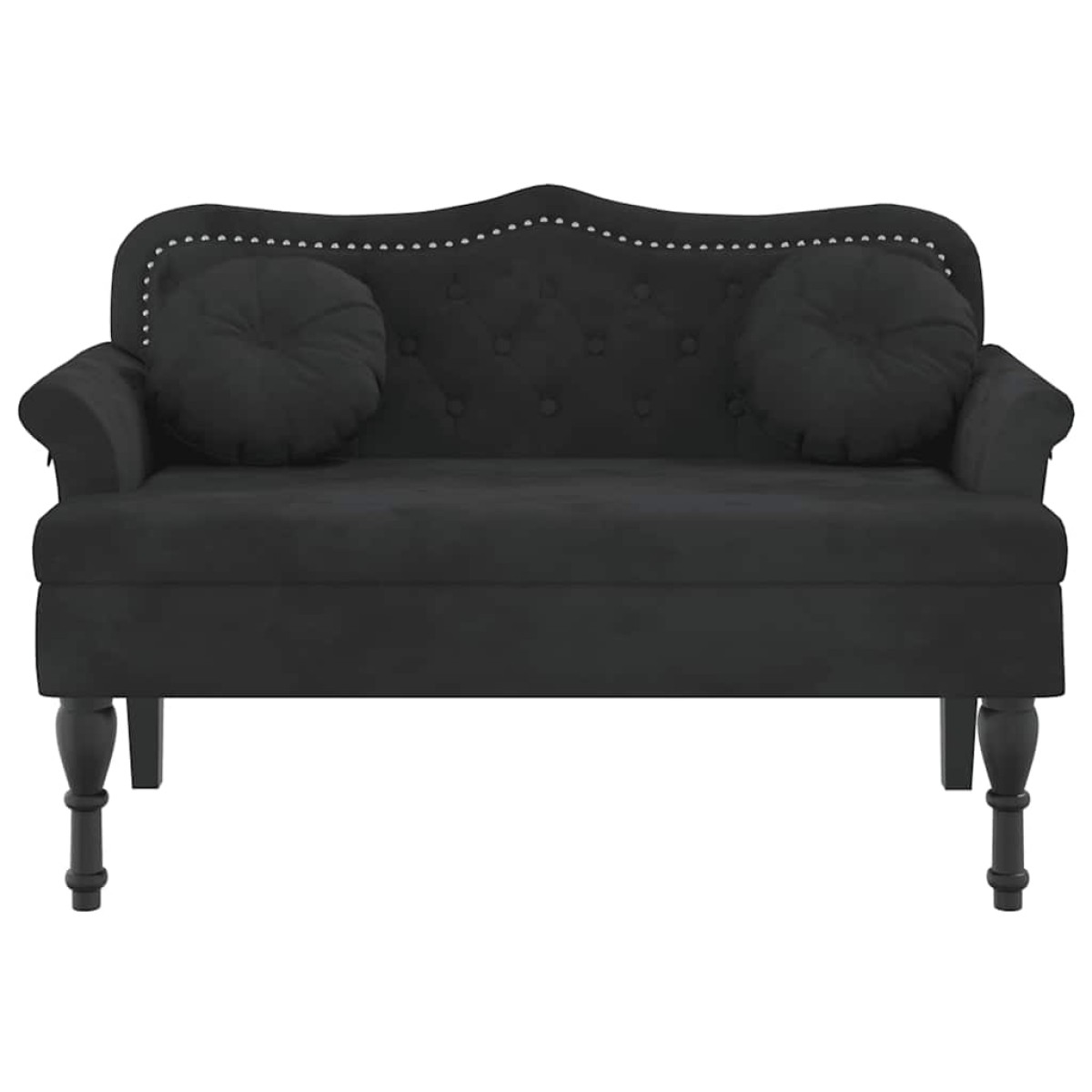 vidaXL Παγκάκι Μαύρο 120,5 x 65 x 75 εκ. Βελούδινο με Μαξιλάρια